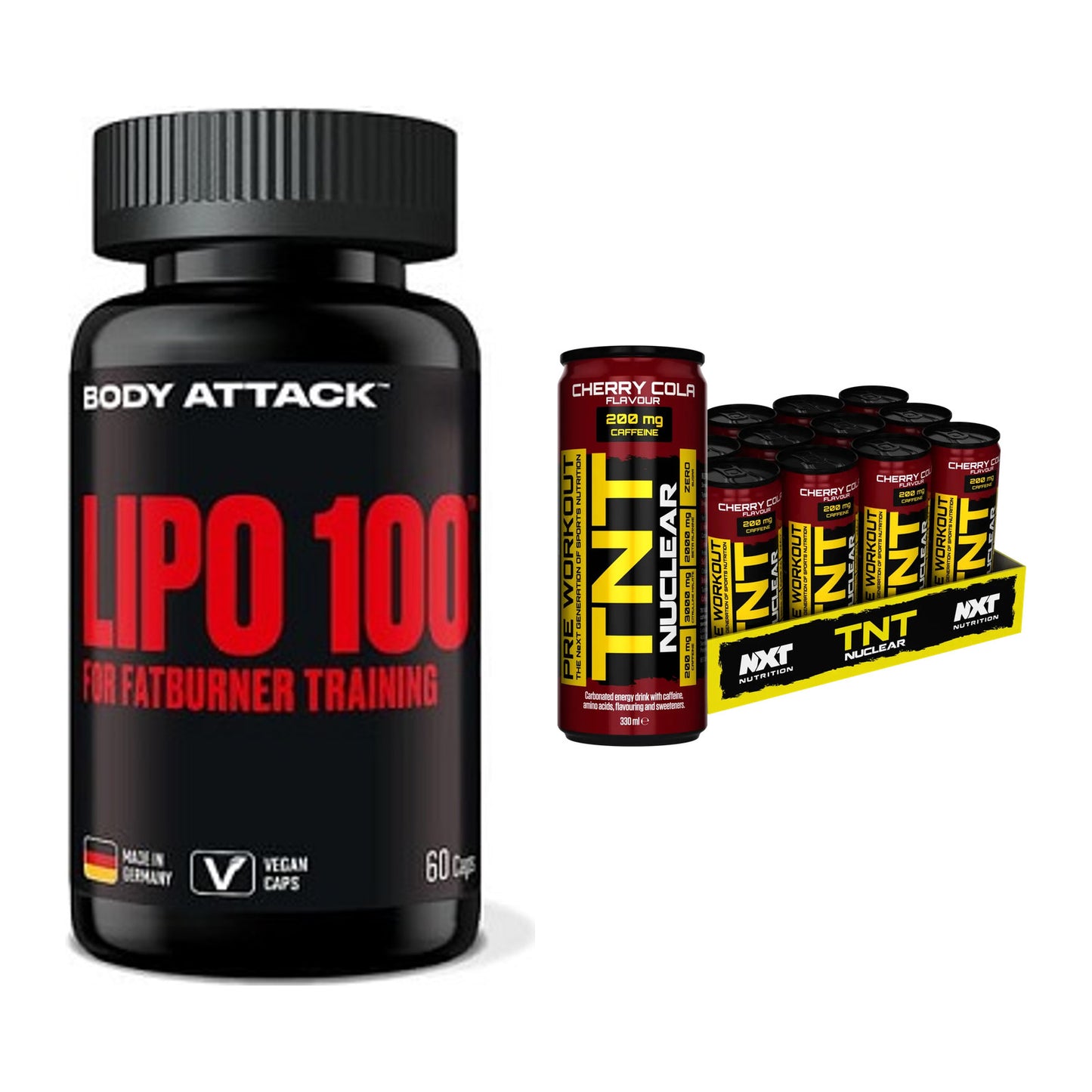 Diät-Duo: Body Attack Lipo 100 + NXT Nutrition TNT NUCLEAR – alle enthaltenen Artikel