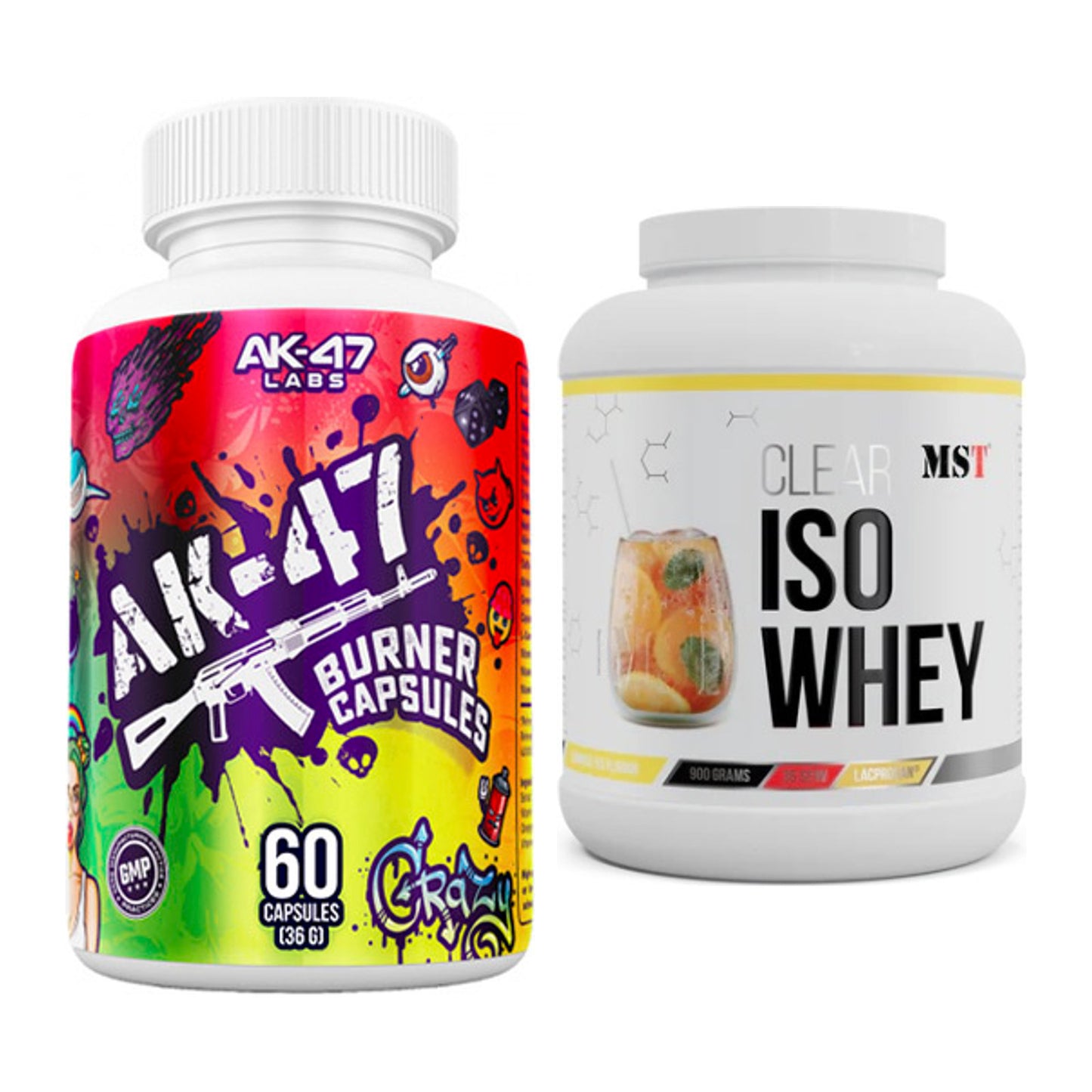 Diät-Duo: AK47 Labs Fatburner + MST Iso Clear – alle enthaltenen Artikel