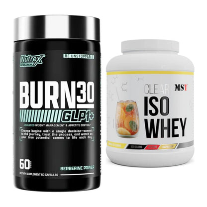 Diät-Duo: Nutrex Burn 30 GLP1+ Control + MST Iso Clear – alle enthaltenen Artikel
