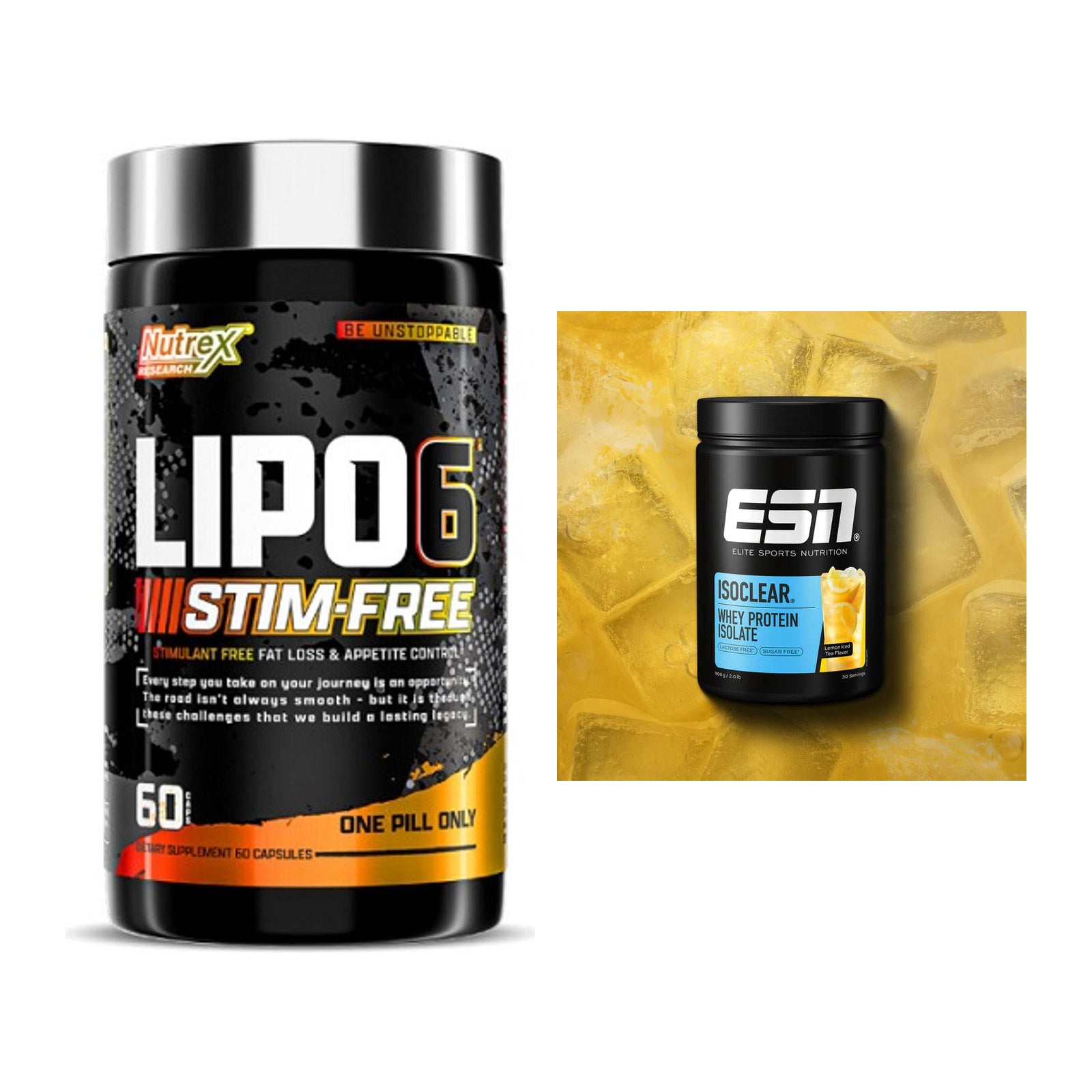 Diät-Duo: Nutrex Lipo 6 Black STIM-FREE + ESN ISOCLEAR Whey Isolate – alle enthaltenen Artikel
