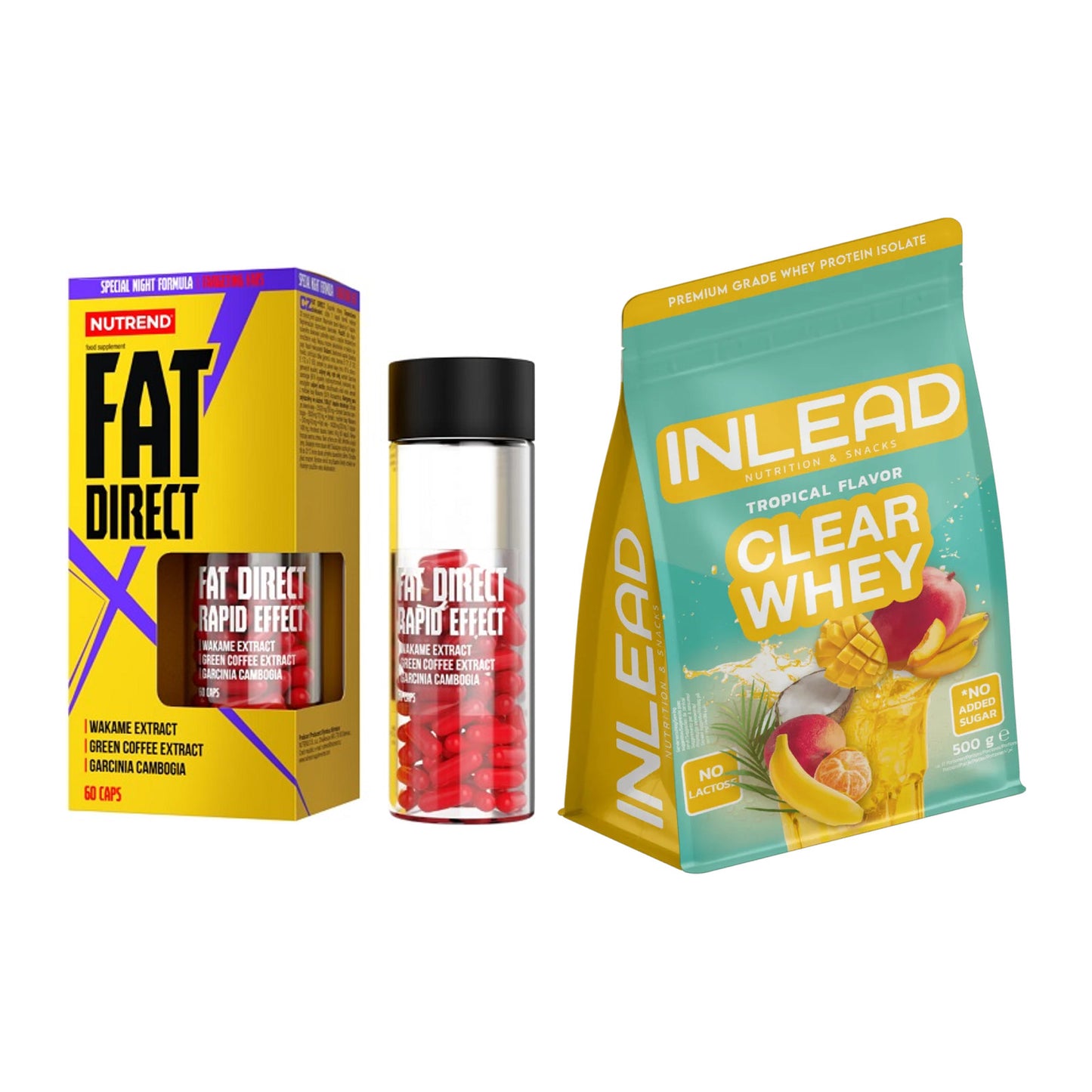 Diät-Duo: Nutrend Fat Direct + INLEAD Clear Whey Isolate – alle enthaltenen Artikel