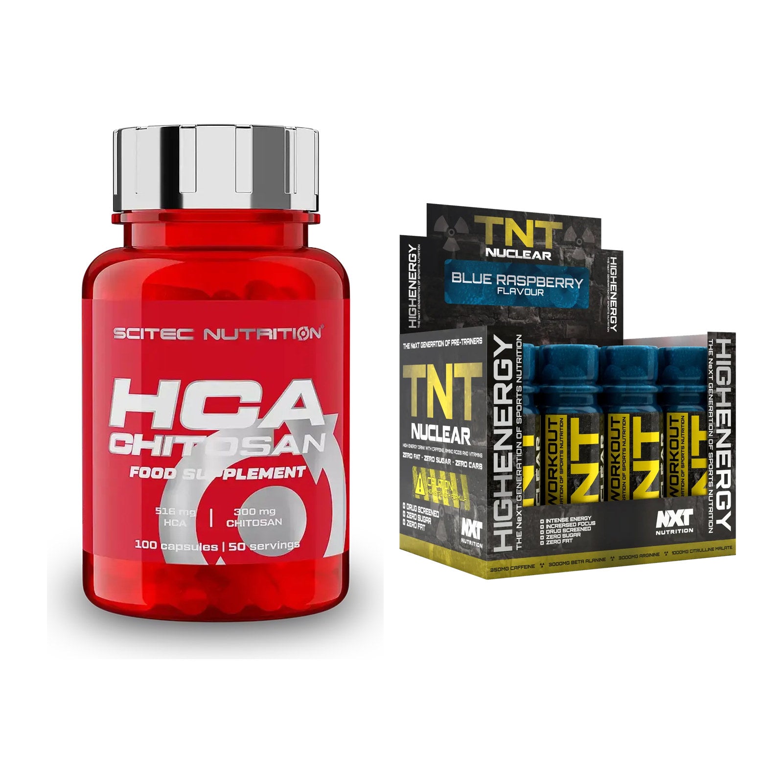 Diät-Duo: Scitec HCA-Chitosan + NXT Nutrition TNT Nuclear Shots – alle enthaltenen Artikel