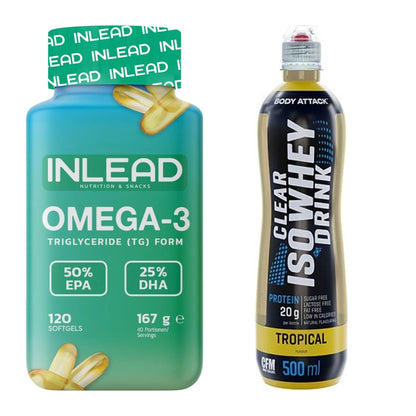 Diät-Duo: INLEAD Omega-3 + Body Attack Clear Iso Whey Drink – alle enthaltenen Artikel