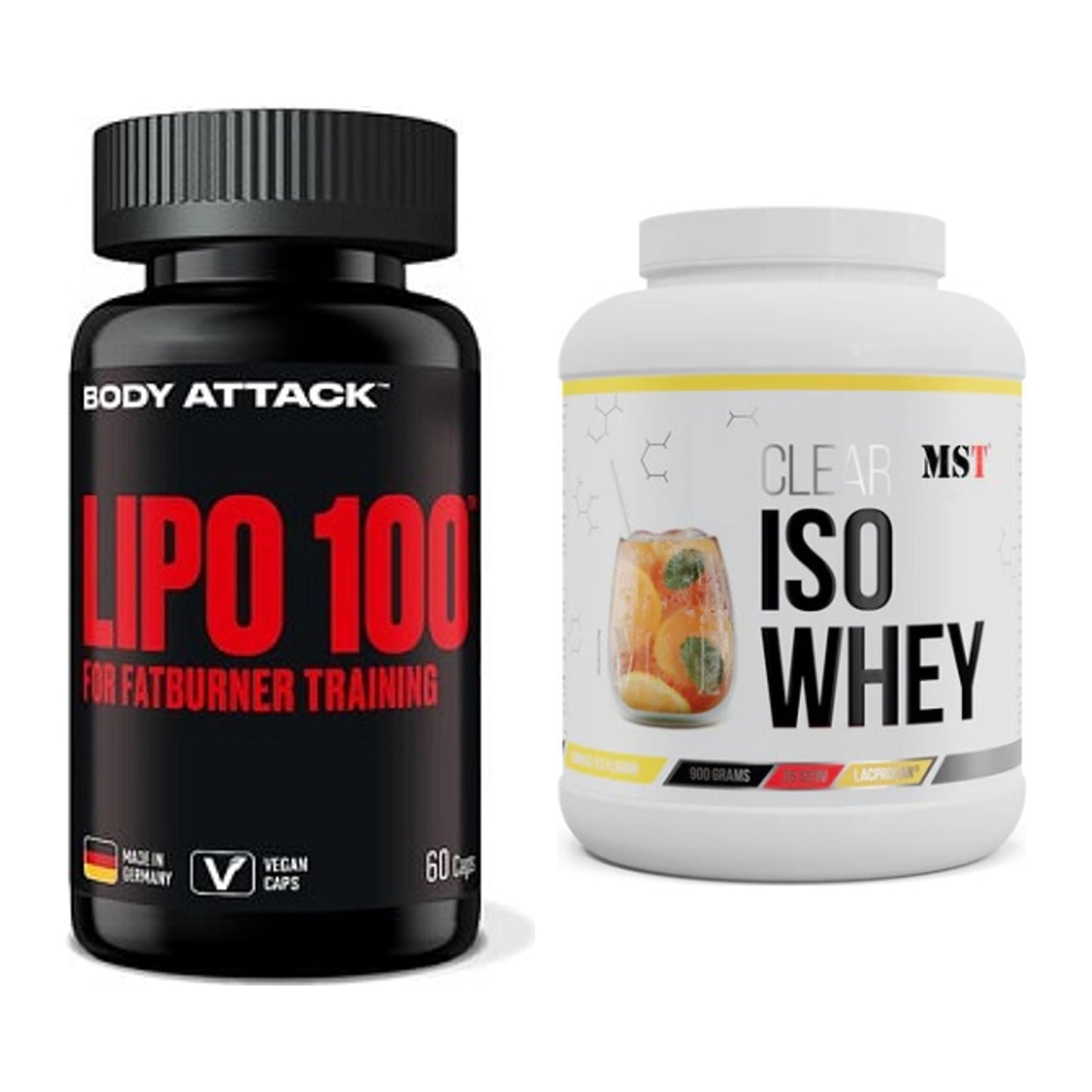 Diät-Duo: Body Attack Lipo 100 + MST Iso Clear – alle enthaltenen Artikel