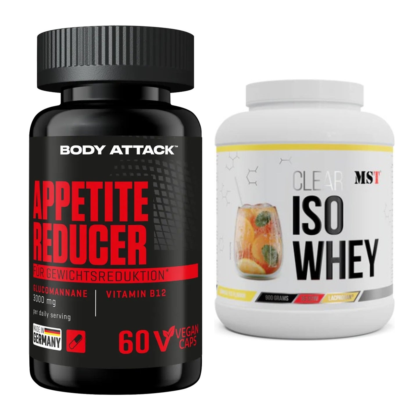 Diät-Duo: Body Attack Appetite Reducer + MST Iso Clear – alle enthaltenen Artikel