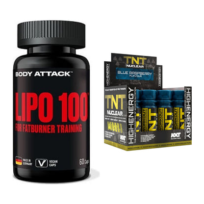Diät-Duo: Body Attack Lipo 100 + NXT Nutrition TNT Nuclear Shots – alle enthaltenen Artikel