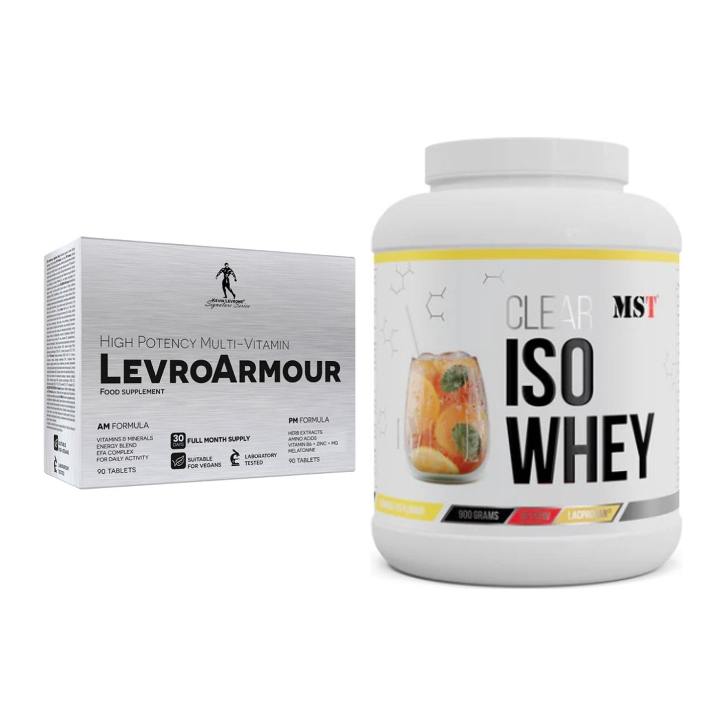 Diät-Duo: Kevin Levrone Levro Armour (AM/PM) + MST Iso Clear – alle enthaltenen Artikel