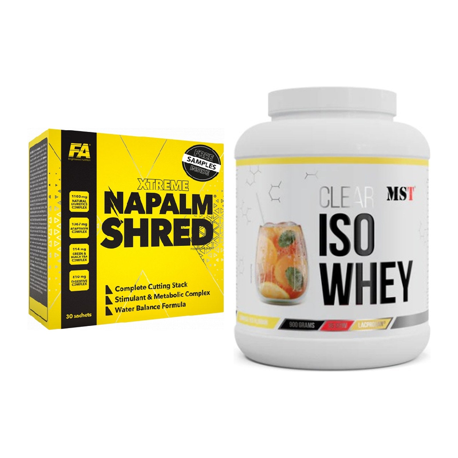 Diät-Duo: FA Nutrition NAPALM Shred + MST Iso Clear – alle enthaltenen Artikel