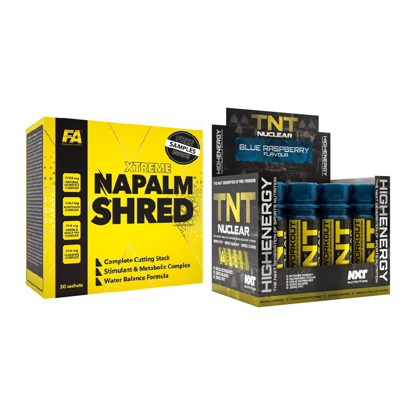 Diät-Duo: FA Nutrition NAPALM Shred + NXT Nutrition TNT Nuclear Shots – alle enthaltenen Artikel