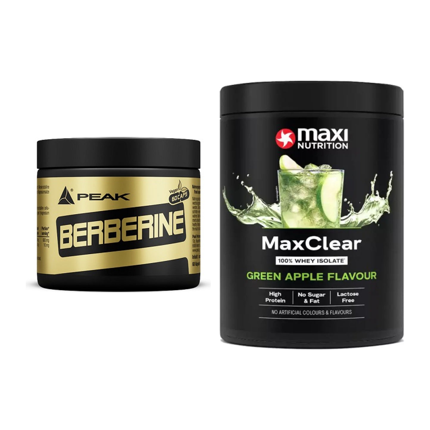 Diät-Duo: Peak Berberine + MaxiNutrition MaxClear 100% Clear – alle enthaltenen Artikel
