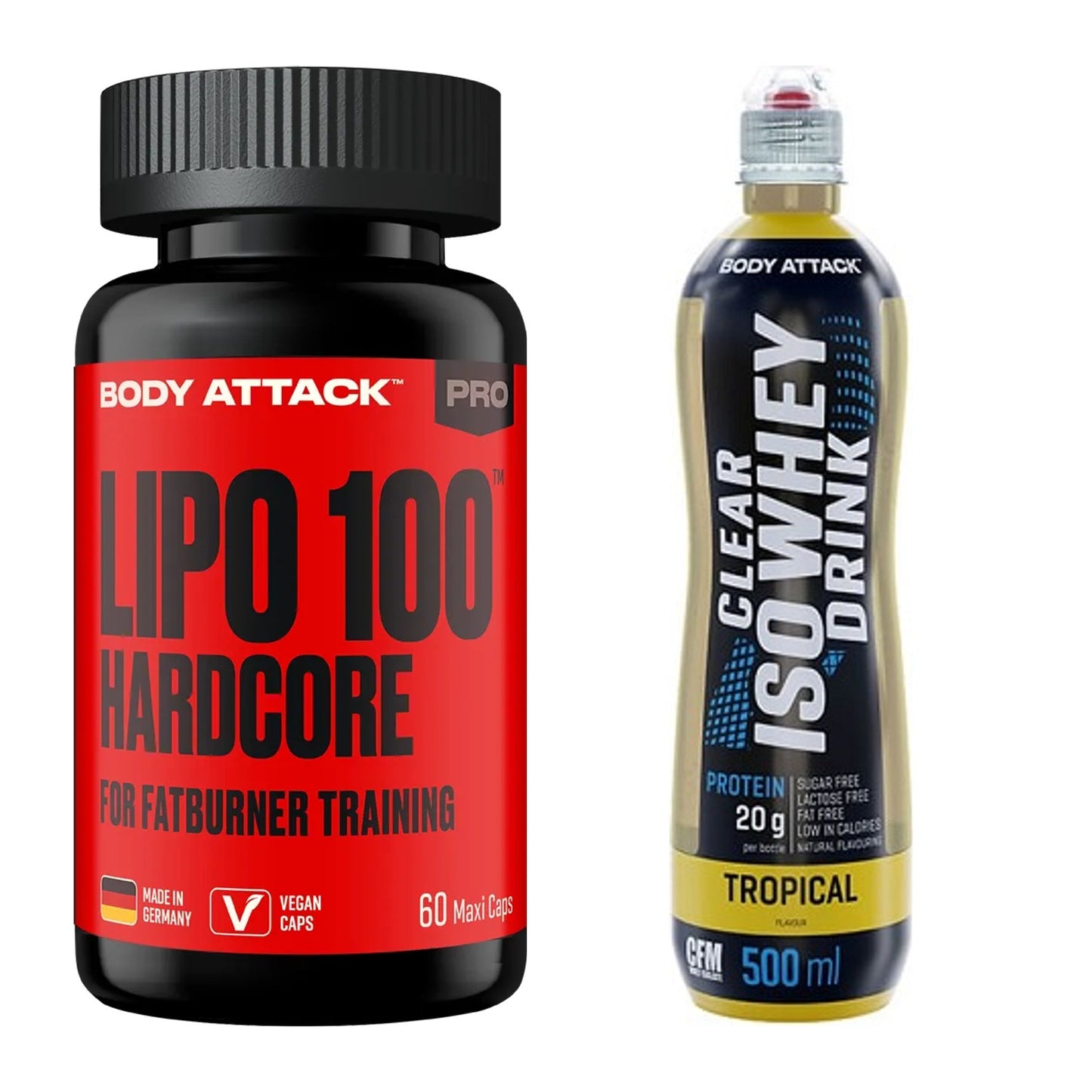 Diät-Duo: Body Attack LIPO + Body Attack Clear Iso Whey – alle enthaltenen Artikel