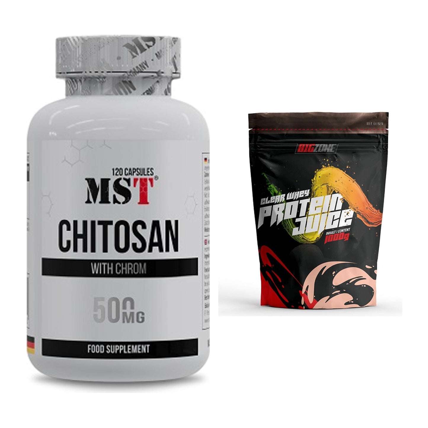 Diät-Duo: MST Chitosan + Chrom + Big Zone Clear Whey Protein Juice – alle enthaltenen Artikel