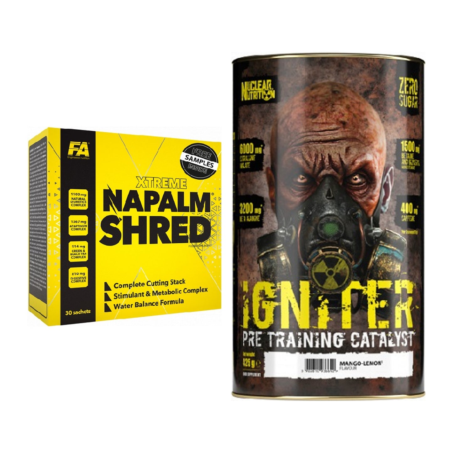 Diät-Duo: FA Nutrition NAPALM Shred + Nuclear Nutrition IGNITER – alle enthaltenen Artikel