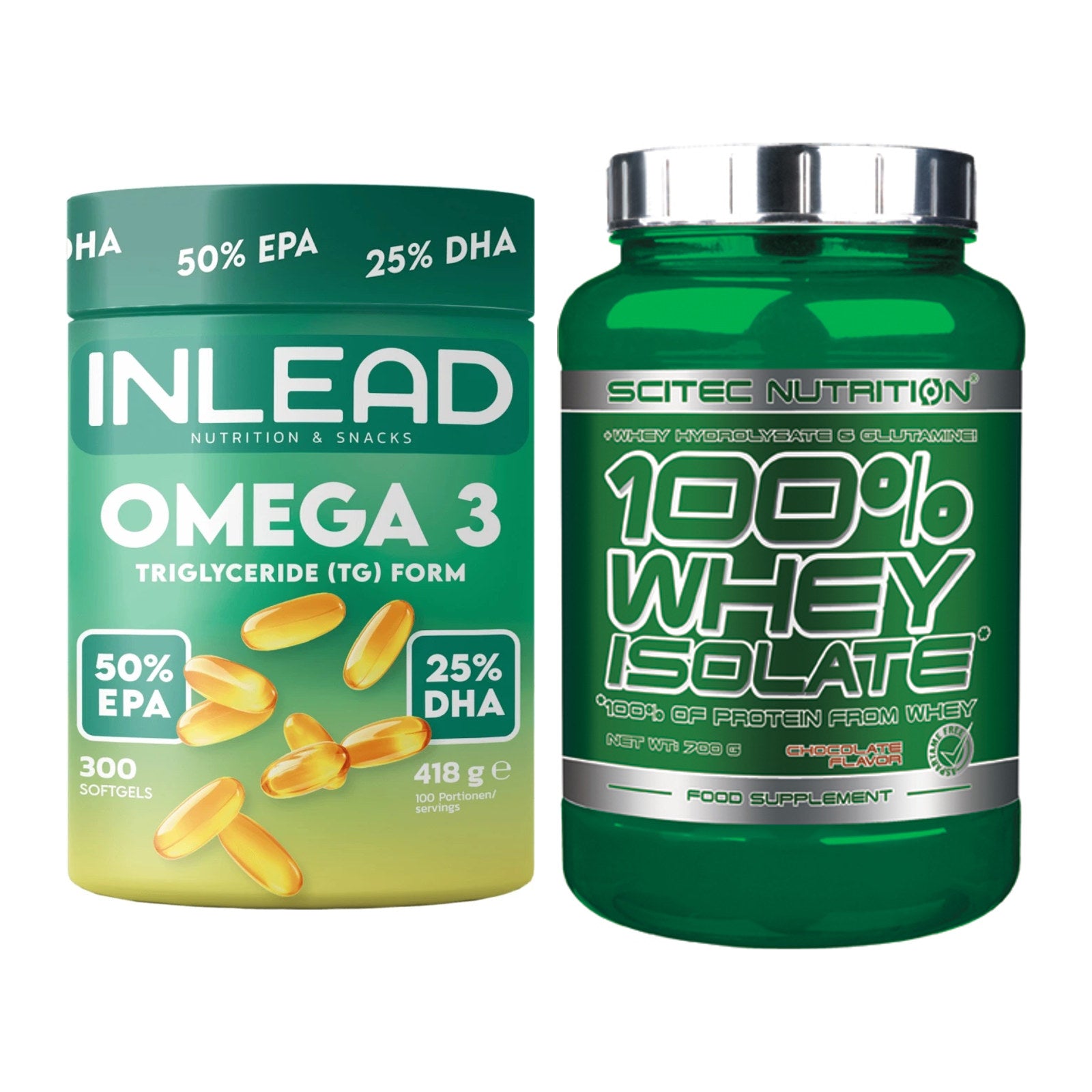 Diät-Duo: INLEAD Omega-3 + Scitec Whey Isolate – alle enthaltenen Artikel