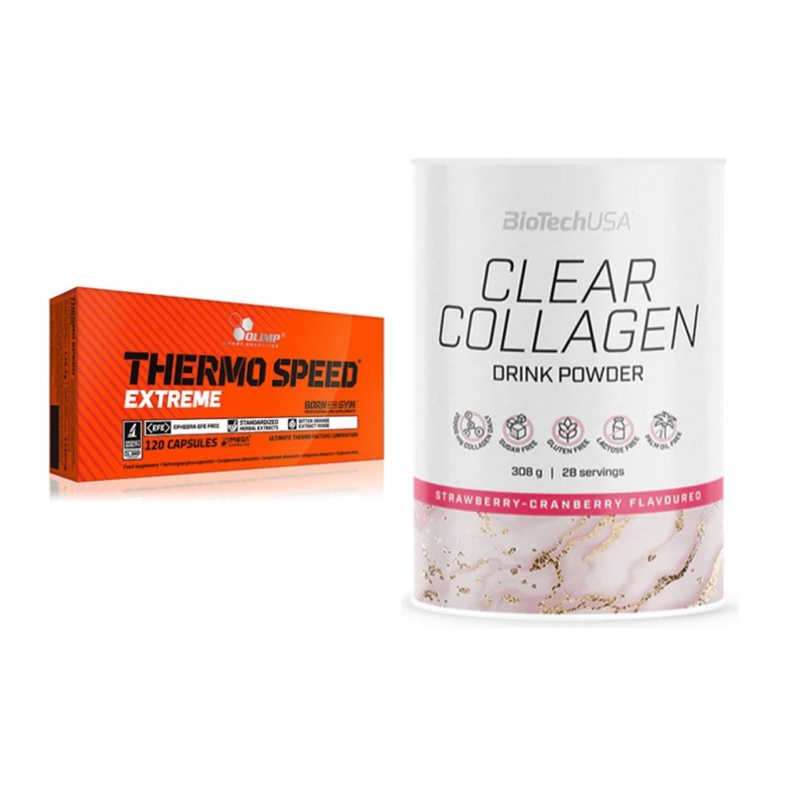 Diät-Duo: Olimp Thermo Speed Extreme Mega + BioTech Clear Collagen – alle enthaltenen Artikel