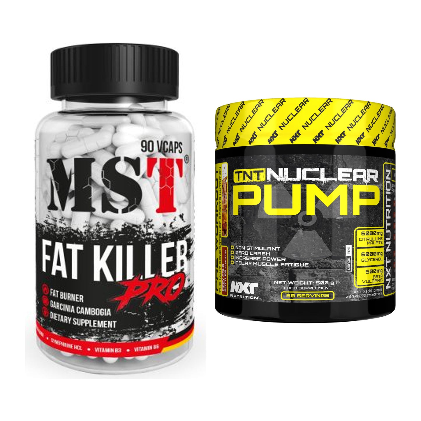 Diät-Duo: MST Fat Killer + NXT Nutrition TNT Nuclear Pump – alle enthaltenen Artikel