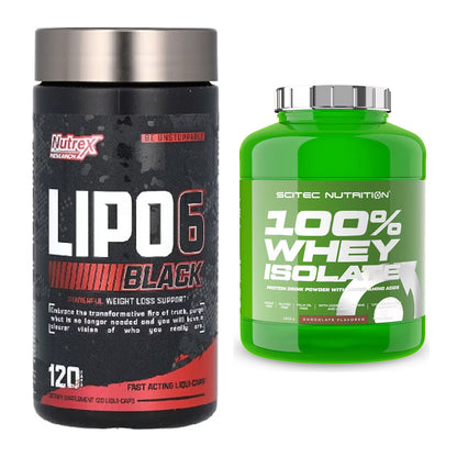 Diät-Duo: Nutrex Lipo 6 black 120 liquid + Scitec Whey Isolate – alle enthaltenen Artikel