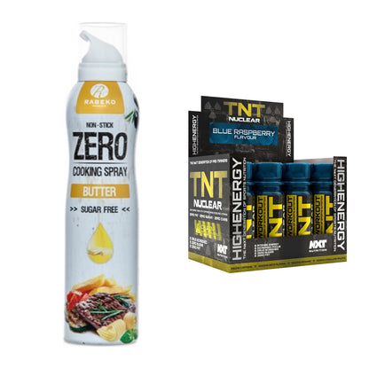 Diät-Duo: Rabeko Zero Cooking Spray + NXT Nutrition TNT Nuclear Shots – alle enthaltenen Artikel
