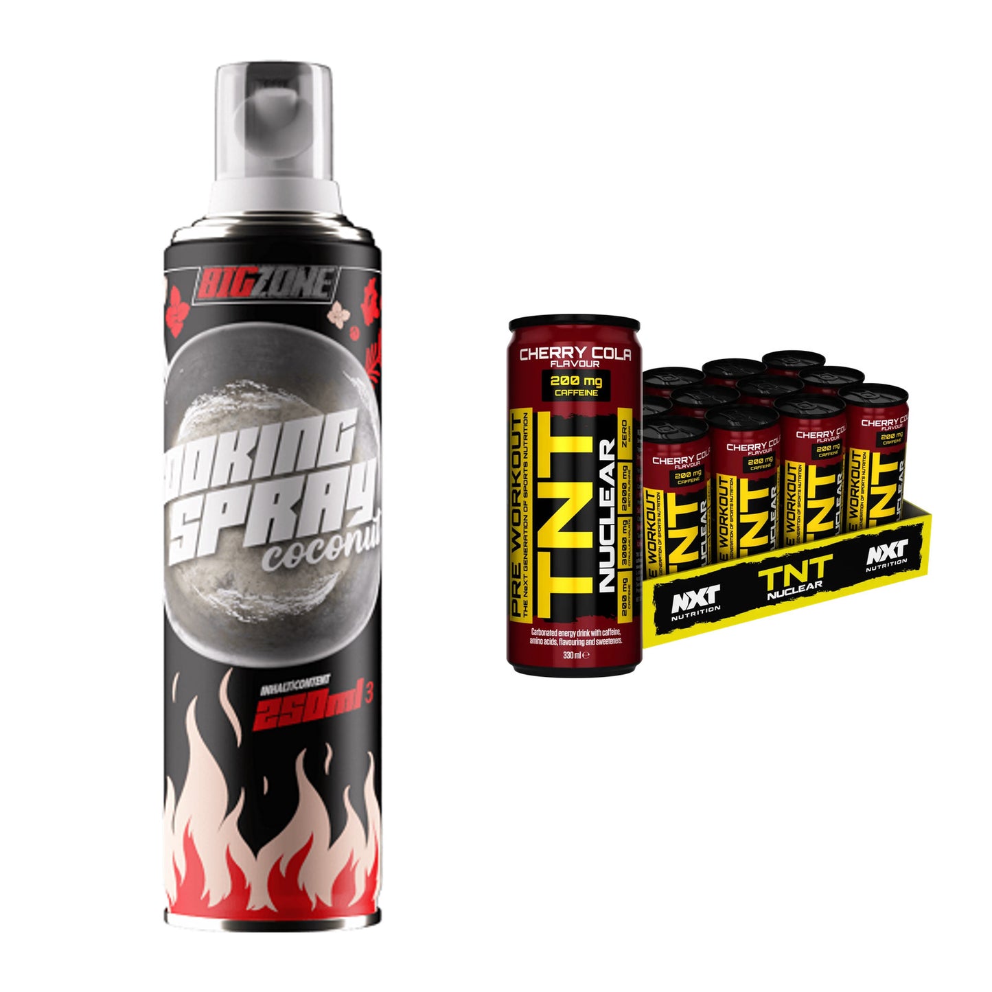 Diät-Duo: Big Zone Coconut Cooking Spray + NXT Nutrition TNT NUCLEAR – alle enthaltenen Artikel