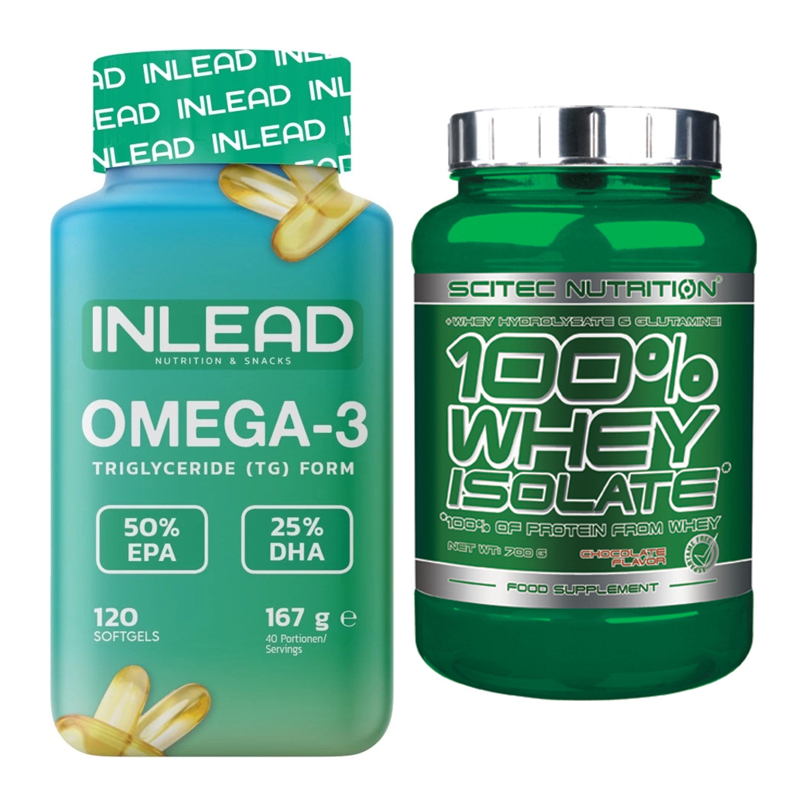 Diät-Duo: INLEAD Omega-3 + Scitec Whey Isolate – alle enthaltenen Artikel