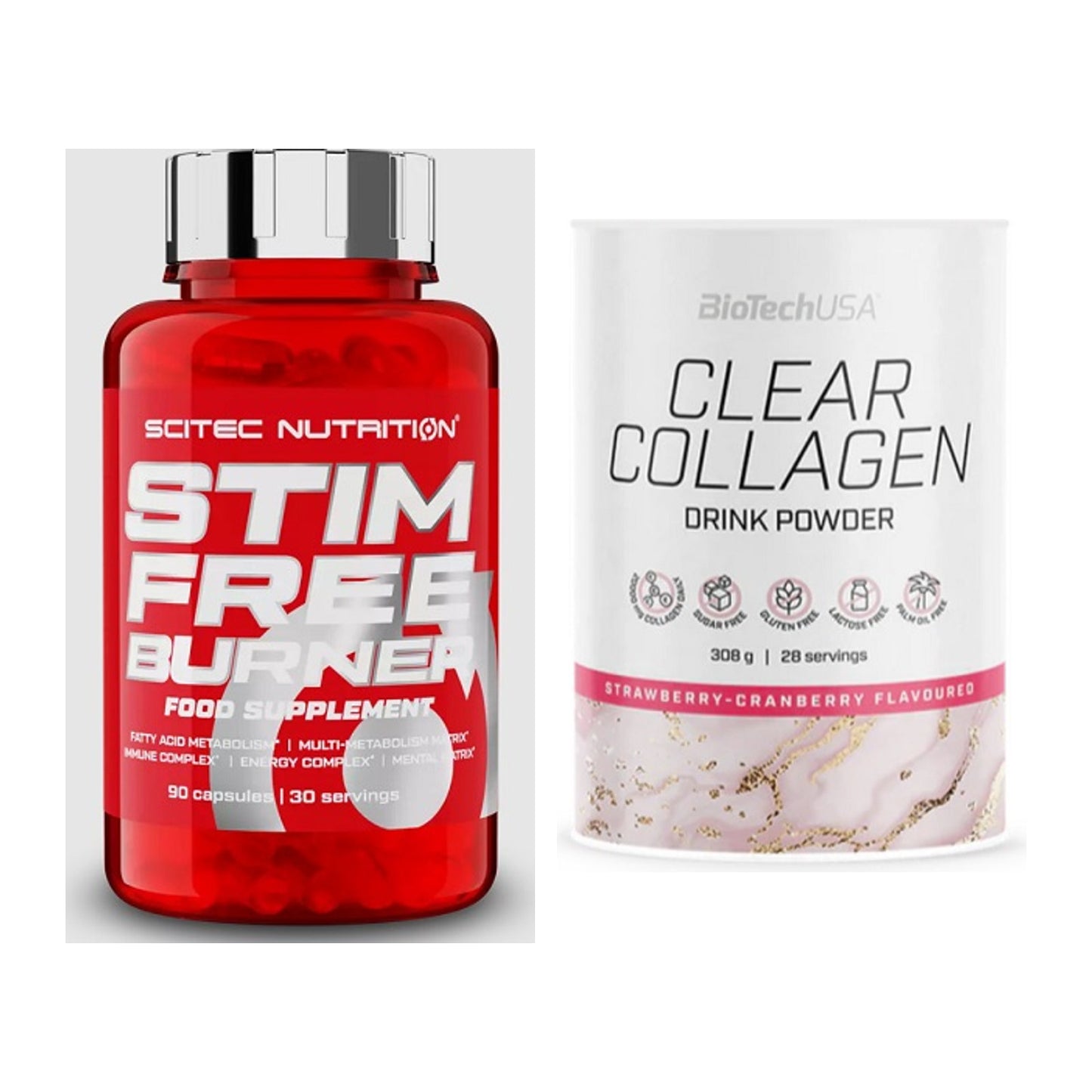 Diät-Duo: Scitec Stim Free Burner + BioTech Clear Collagen – alle enthaltenen Artikel