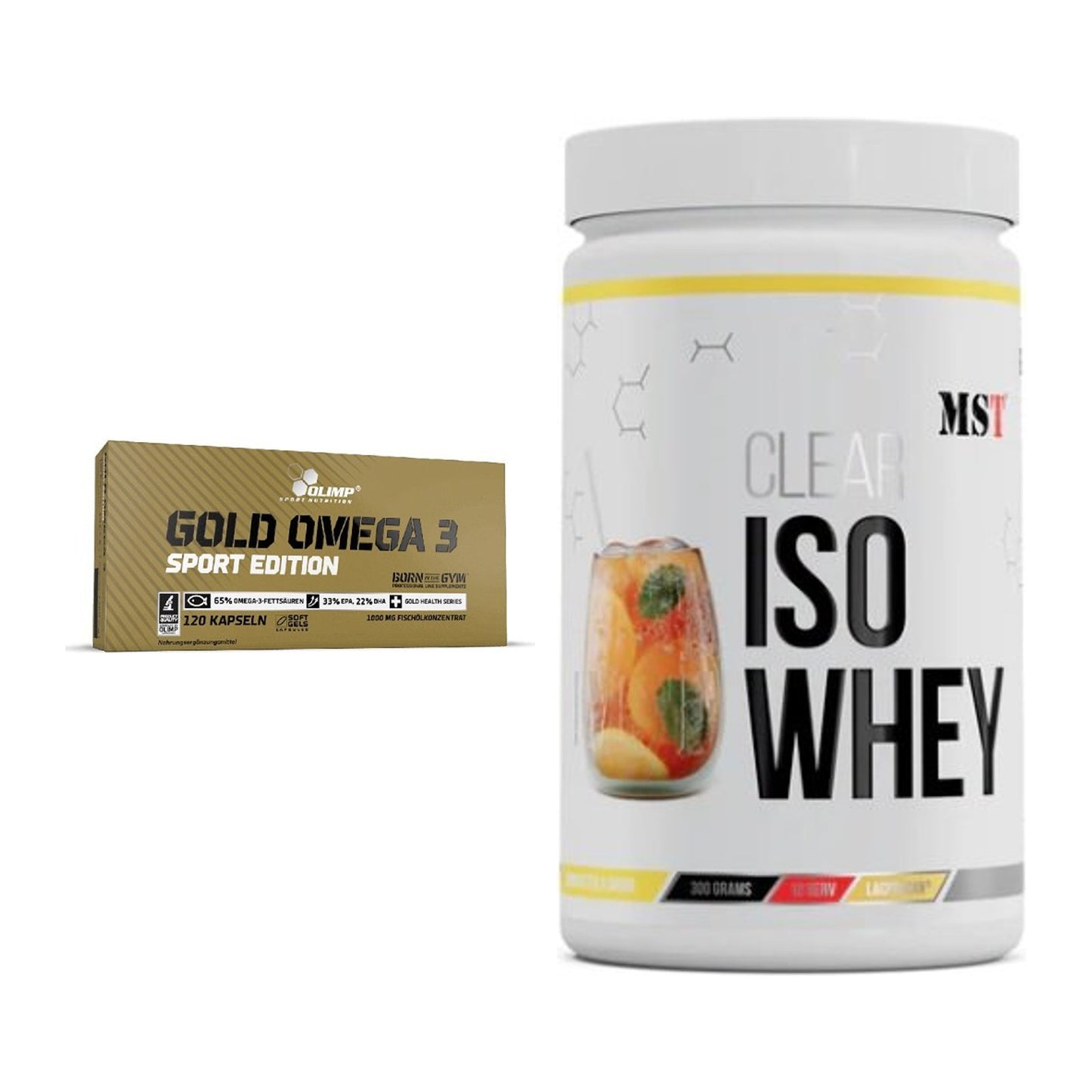 Diät-Duo: Olimp Omega 3 Sport Edition + MST Iso Clear – alle enthaltenen Artikel