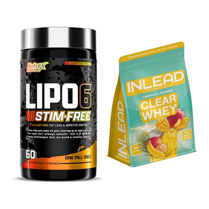 Diät-Duo: Nutrex Lipo 6 Black STIM-FREE + INLEAD Clear Whey Isolate – alle enthaltenen Artikel