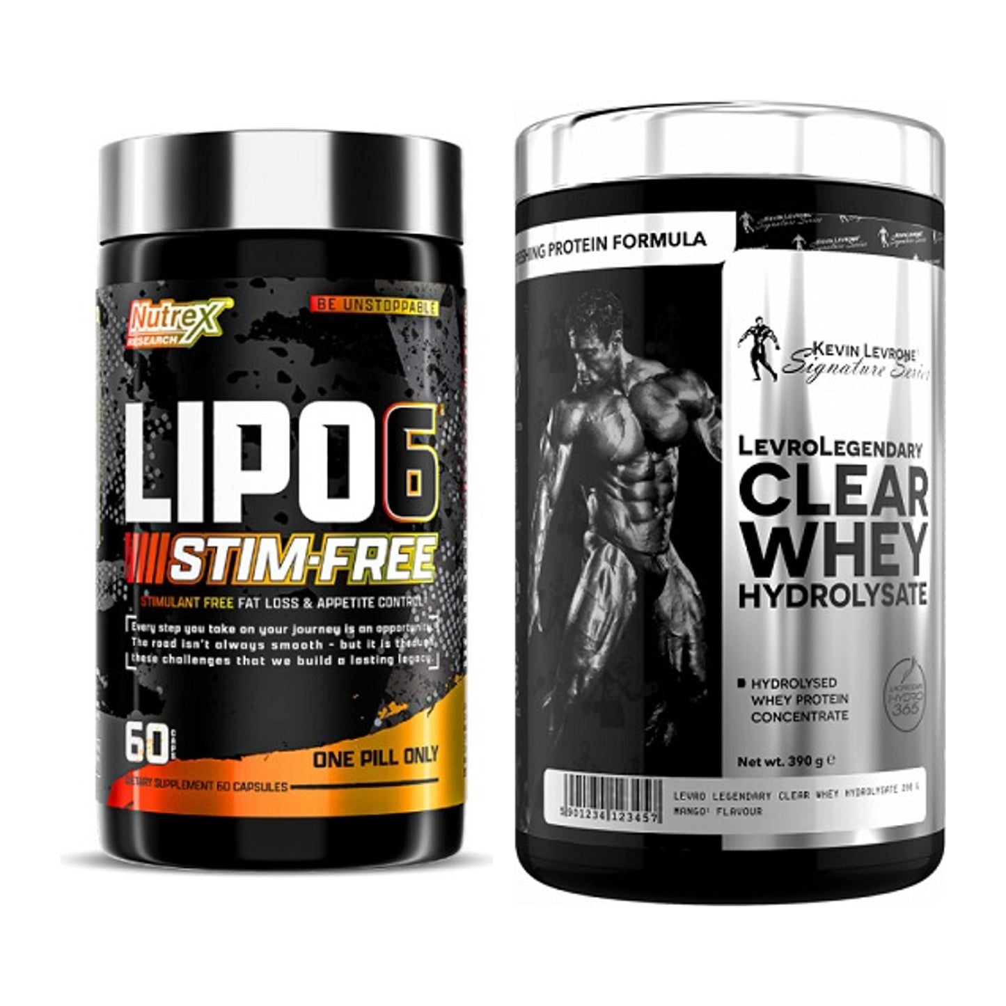 Diät-Duo: Nutrex Lipo 6 Black STIM-FREE + Kevin Levrone Clear Whey – alle enthaltenen Artikel