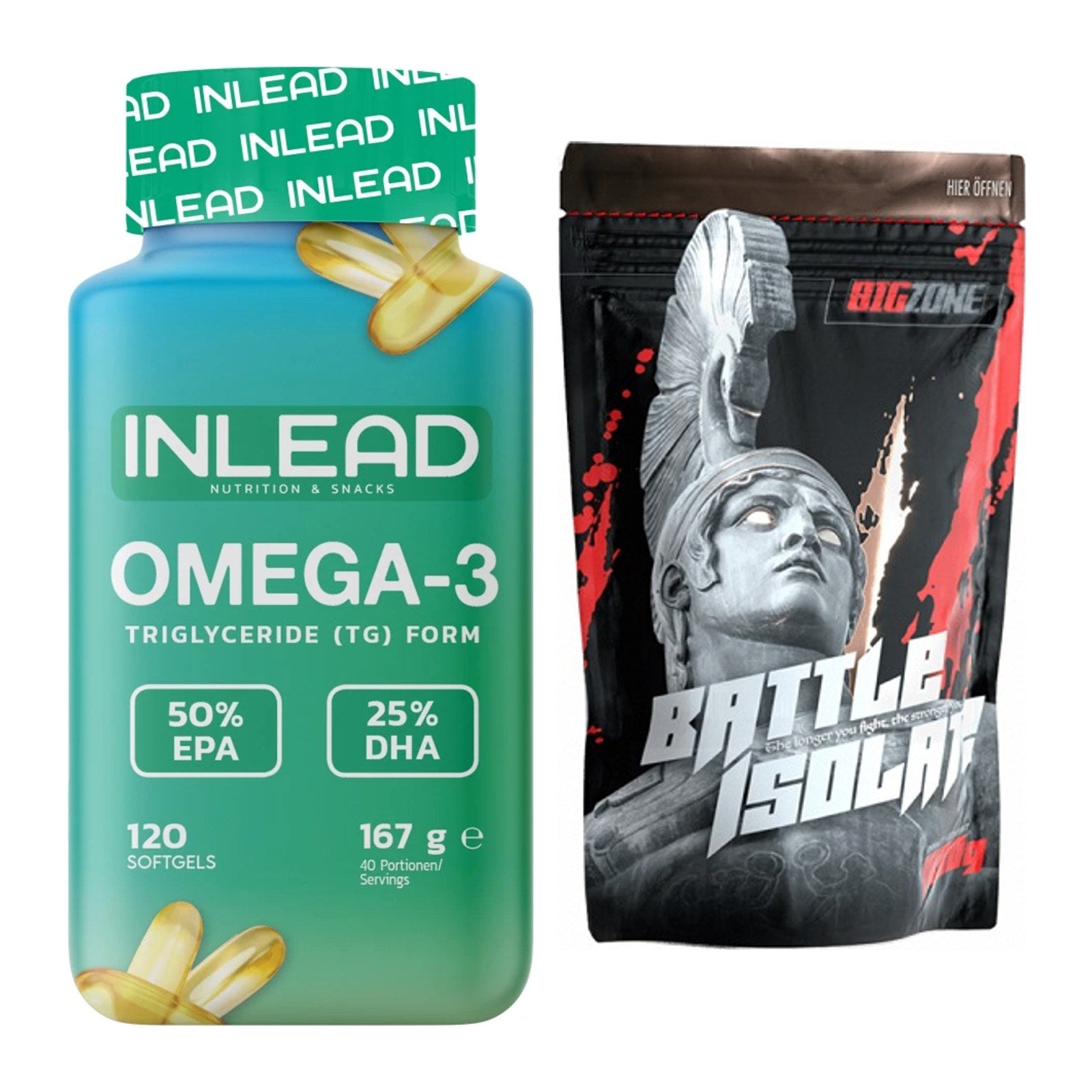 Diät-Duo: INLEAD Omega-3 + Big Zone Battle Isolate – alle enthaltenen Artikel