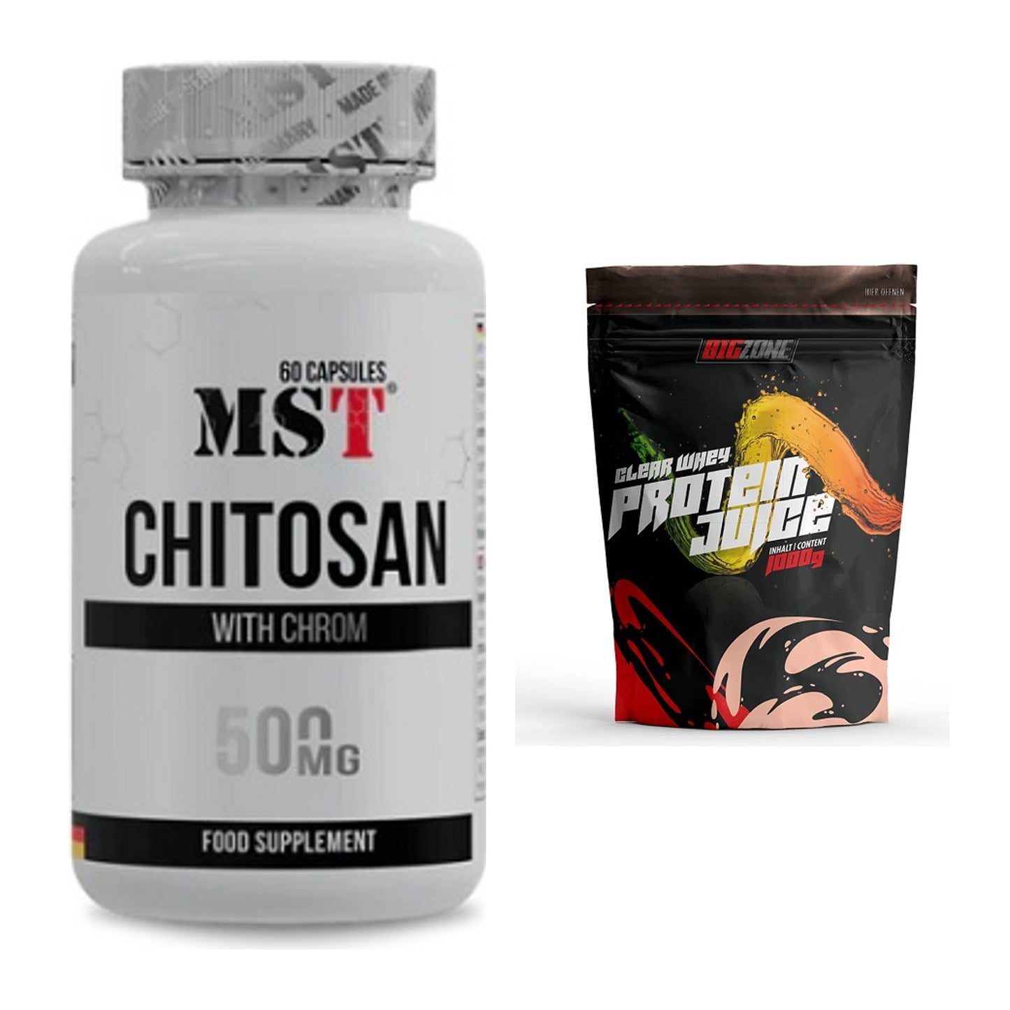 Diät-Duo: MST Chitosan + Chrom + Big Zone Clear Whey Protein Juice – alle enthaltenen Artikel