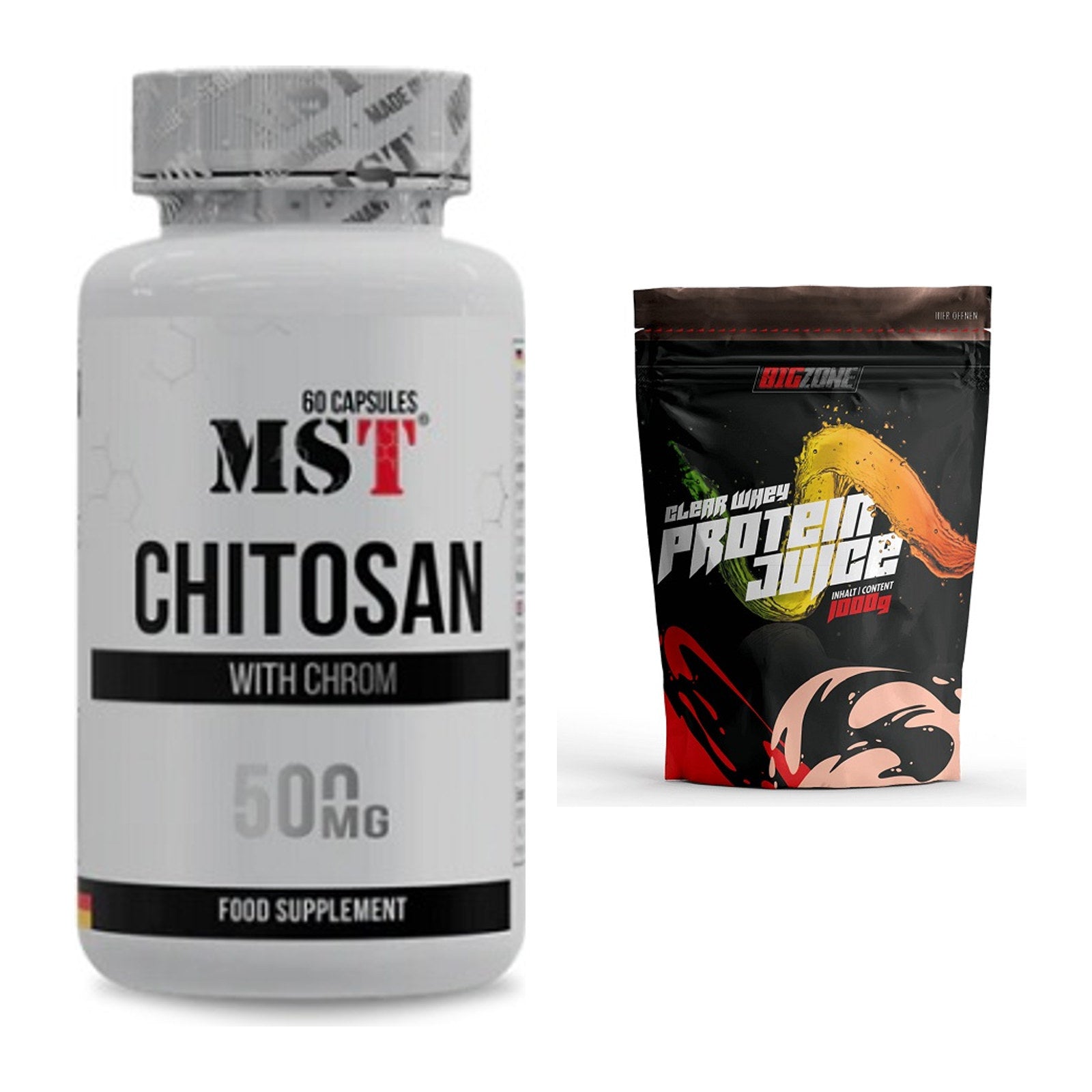 Diät-Duo: MST Chitosan + Chrom + Big Zone Clear Whey Protein Juice – alle enthaltenen Artikel