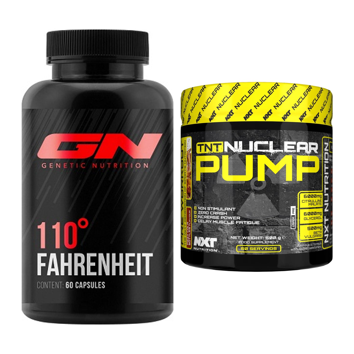 Diät-Duo: GN 110 Fahrenheit Burner + NXT Nutrition TNT Nuclear Pump – alle enthaltenen Artikel