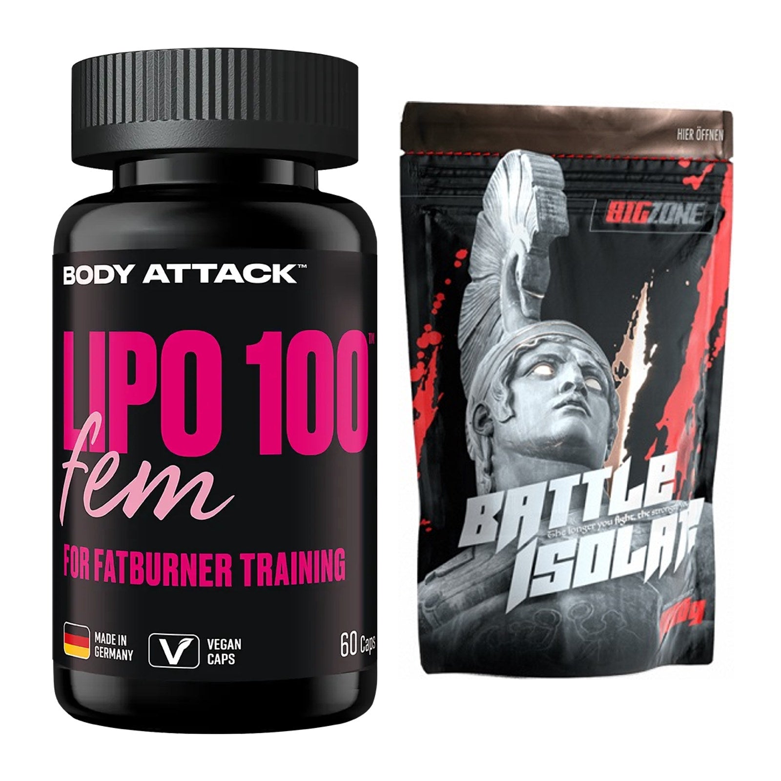 Diät-Duo: Body Attack Lipo 100 Fem + Big Zone Battle Isolate – alle enthaltenen Artikel