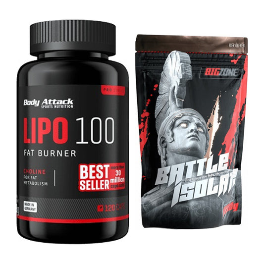 Diät-Duo: Body Attack Lipo 100 (120 Kapsel) + Big Zone Battle Isolate – alle enthaltenen Artikel