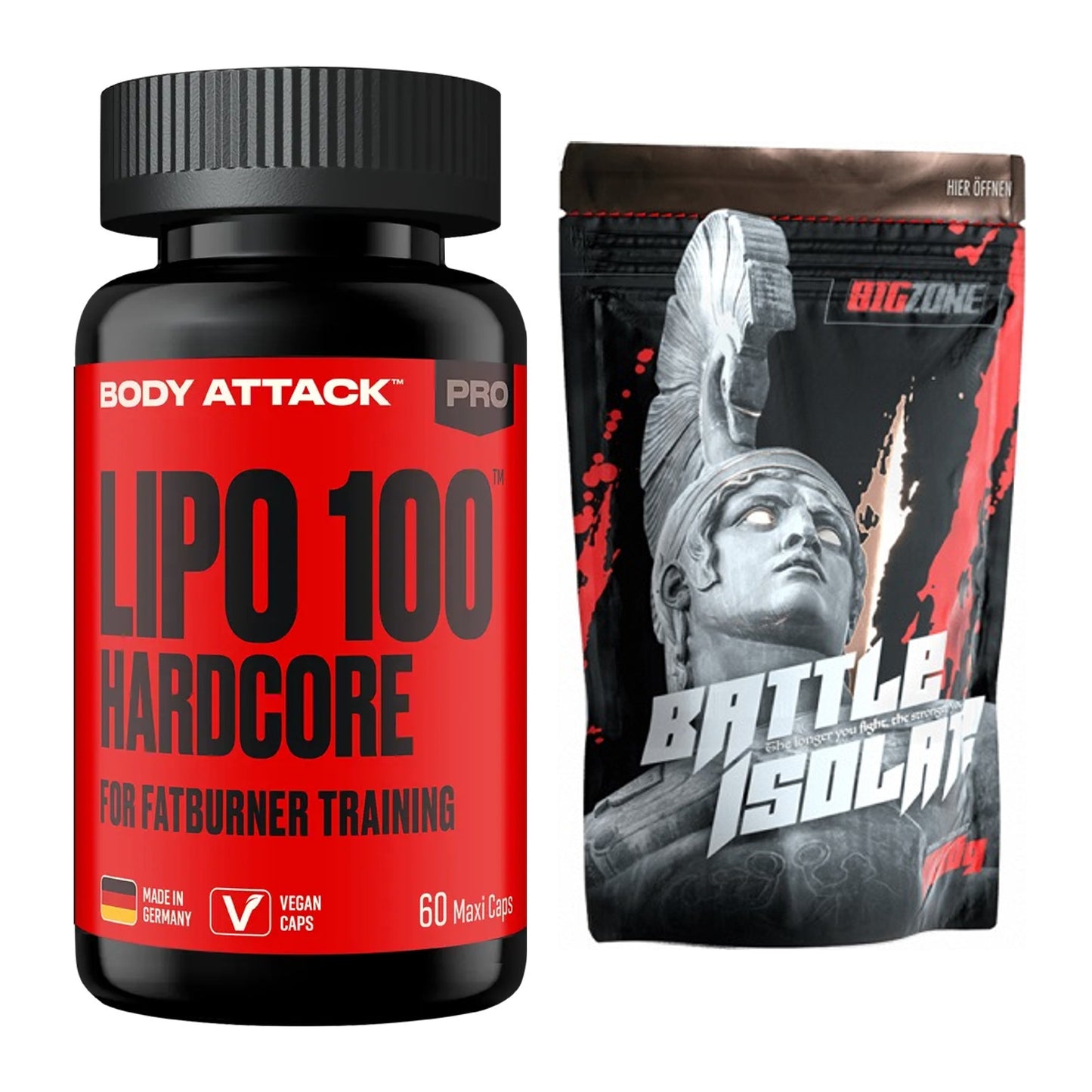Diät-Duo: Body Attack LIPO 100-HARDCORE + Big Zone Battle Isolate – alle enthaltenen Artikel