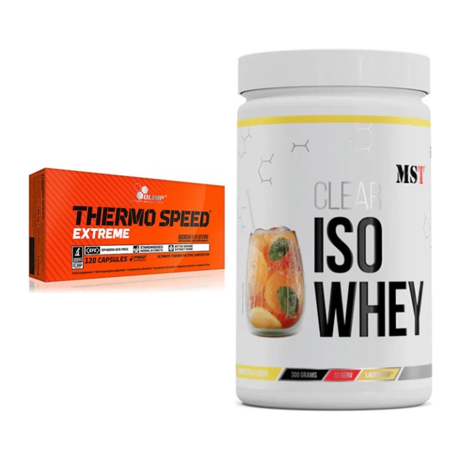 Diät-Duo: Olimp Thermo Speed Extreme Mega + MST Iso Clear – alle enthaltenen Artikel