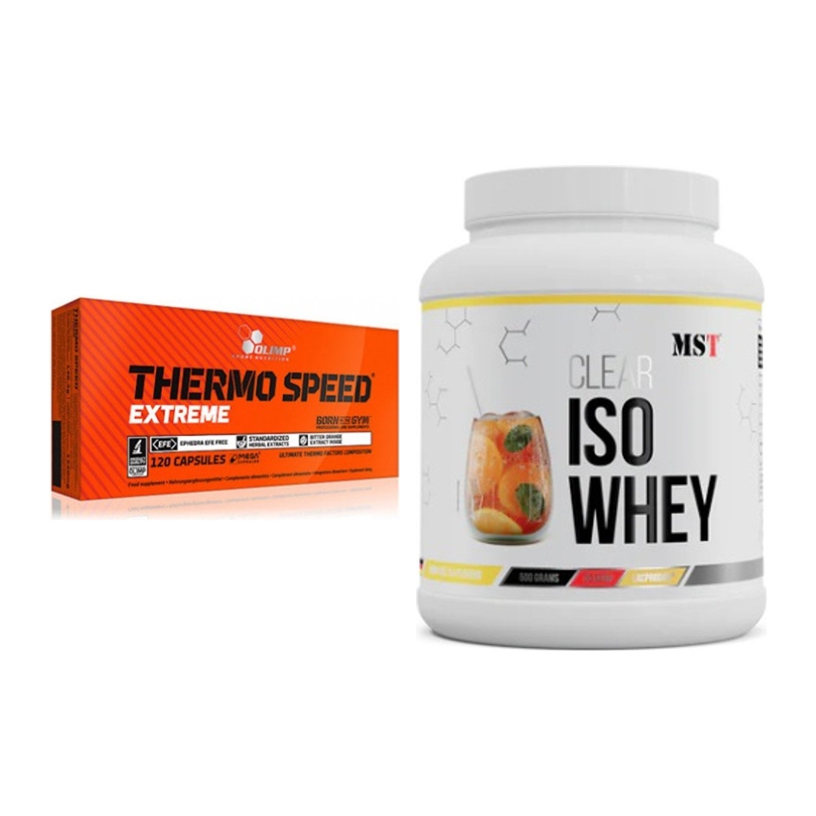 Diät-Duo: Olimp Thermo Speed Extreme Mega + MST Iso Clear – alle enthaltenen Artikel