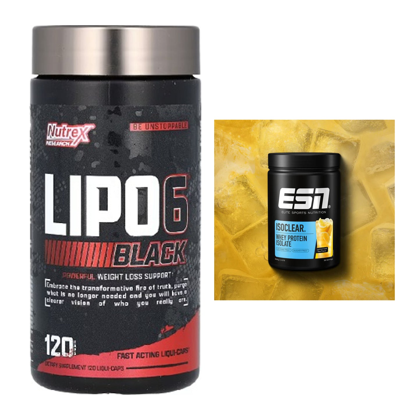 Diät-Duo: Nutrex Lipo 6 black 120 liquid + ESN ISOCLEAR Whey Isolate – alle enthaltenen Artikel