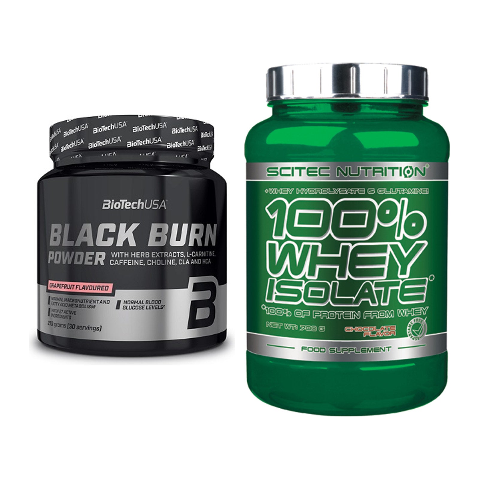 Diät-Duo: BioTech Black Burn Powder + Scitec Whey Isolate – alle enthaltenen Artikel