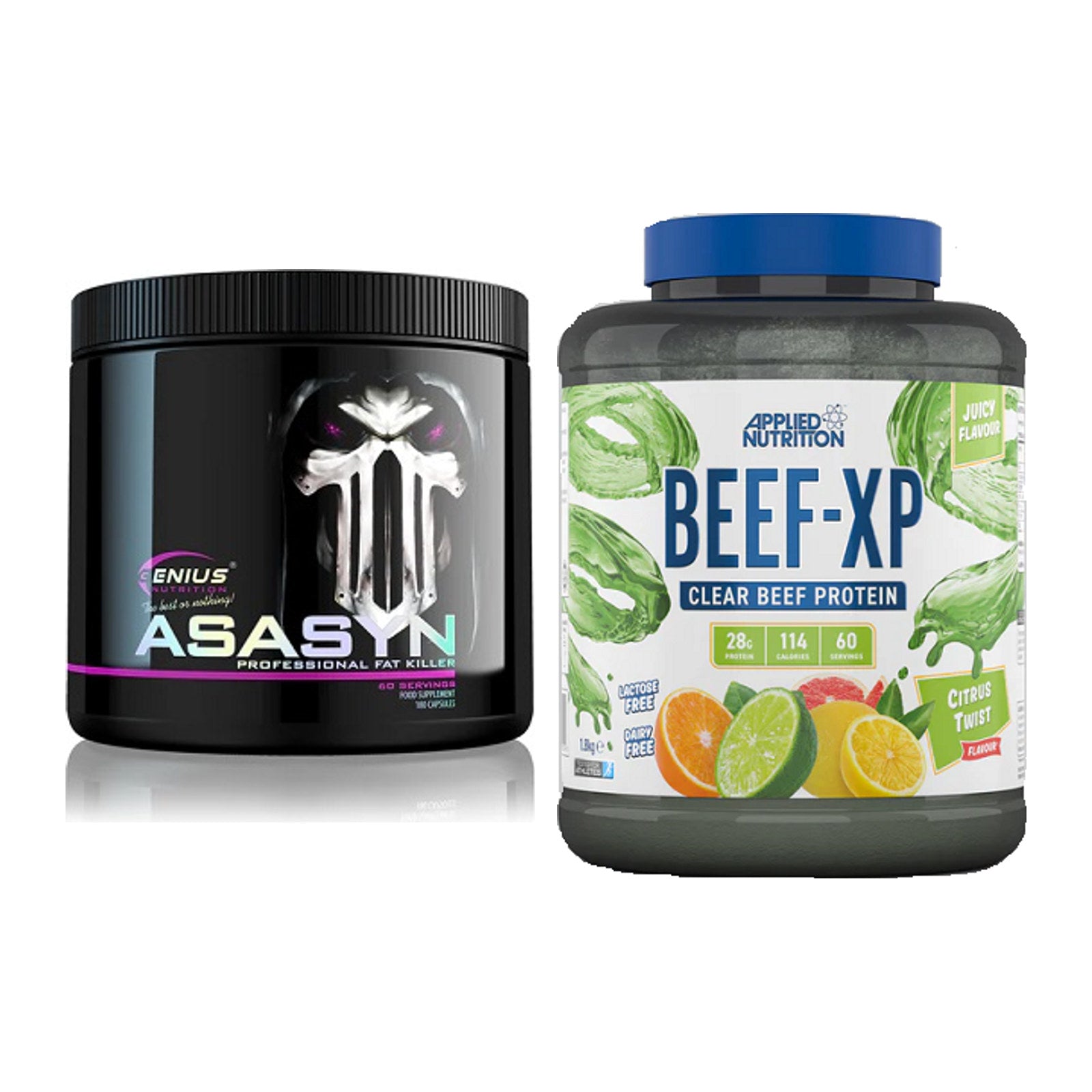 Diät-Duo: Genius Nutrition Asasyn + Applied Nutrition Clear Beef XP – alle enthaltenen Artikel