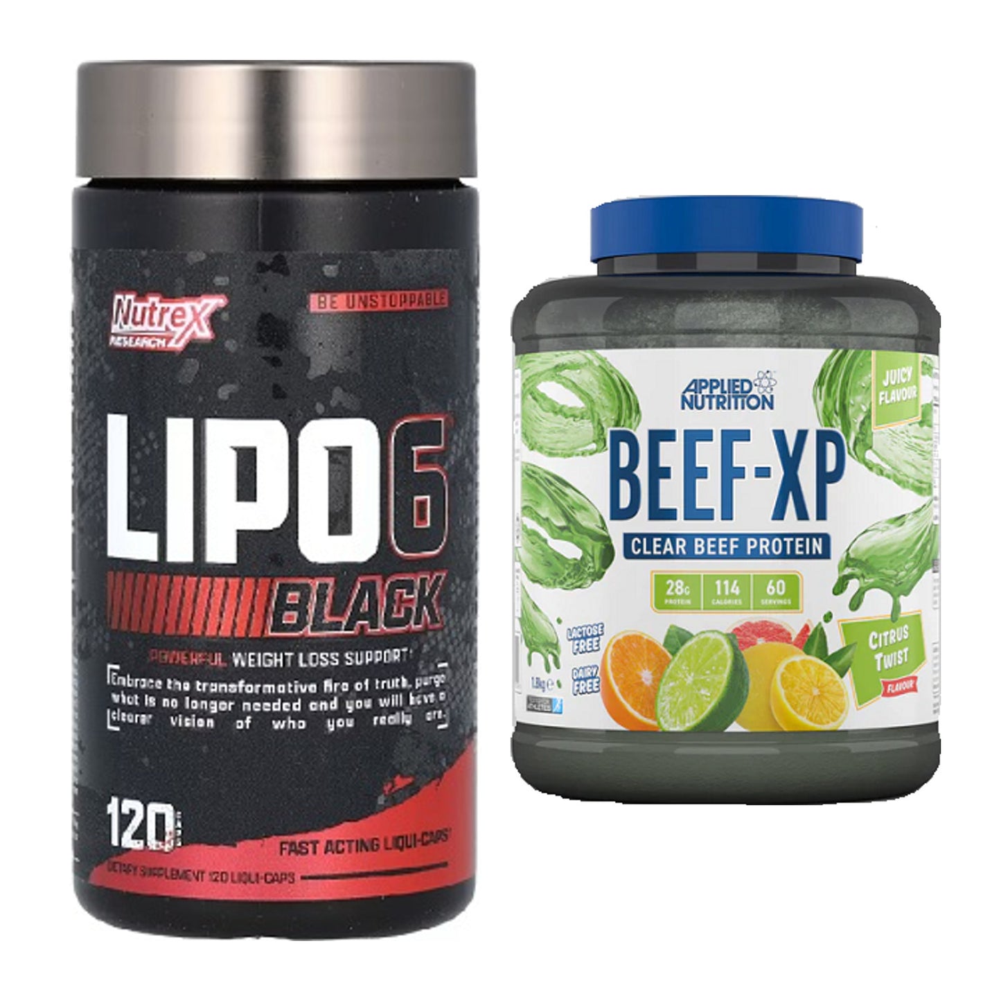 Diät-Duo: Nutrex Lipo 6 black 120 + Applied Nutrition Clear Beef – alle enthaltenen Artikel