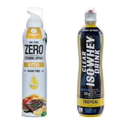 Diät-Duo: Rabeko Zero Cooking Spray + Body Attack Clear Iso Whey Drink – alle enthaltenen Artikel