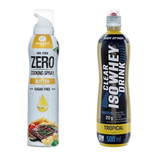 Diät-Duo: Rabeko Zero Cooking Spray + Body Attack Clear Iso Whey Drink – alle enthaltenen Artikel