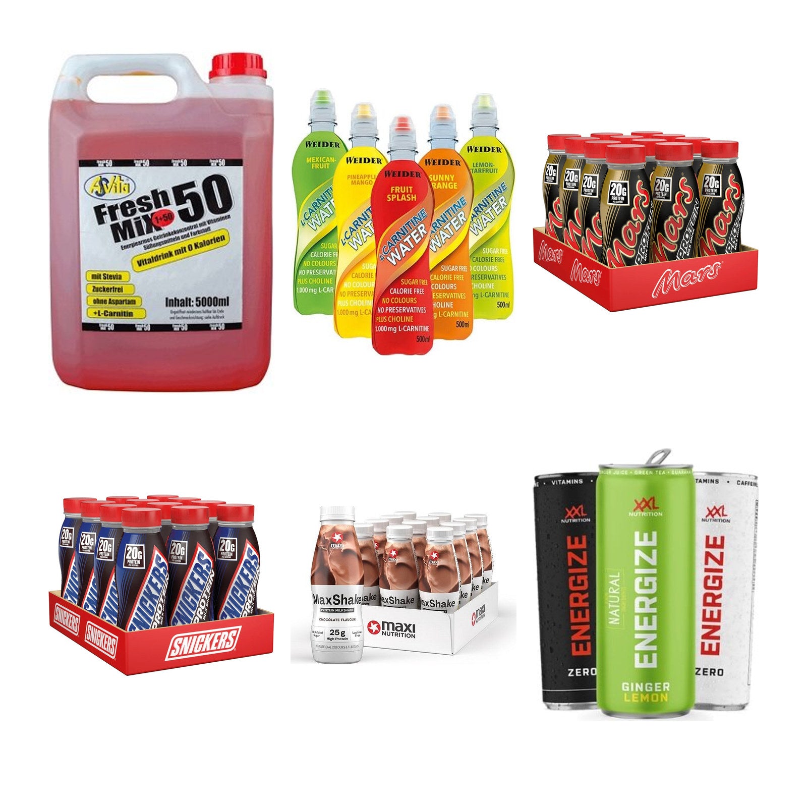 Drinks-Probierset: ASVita Fresh Mix + Weider L-Carnitine + 4 weitere – alle enthaltenen Artikel