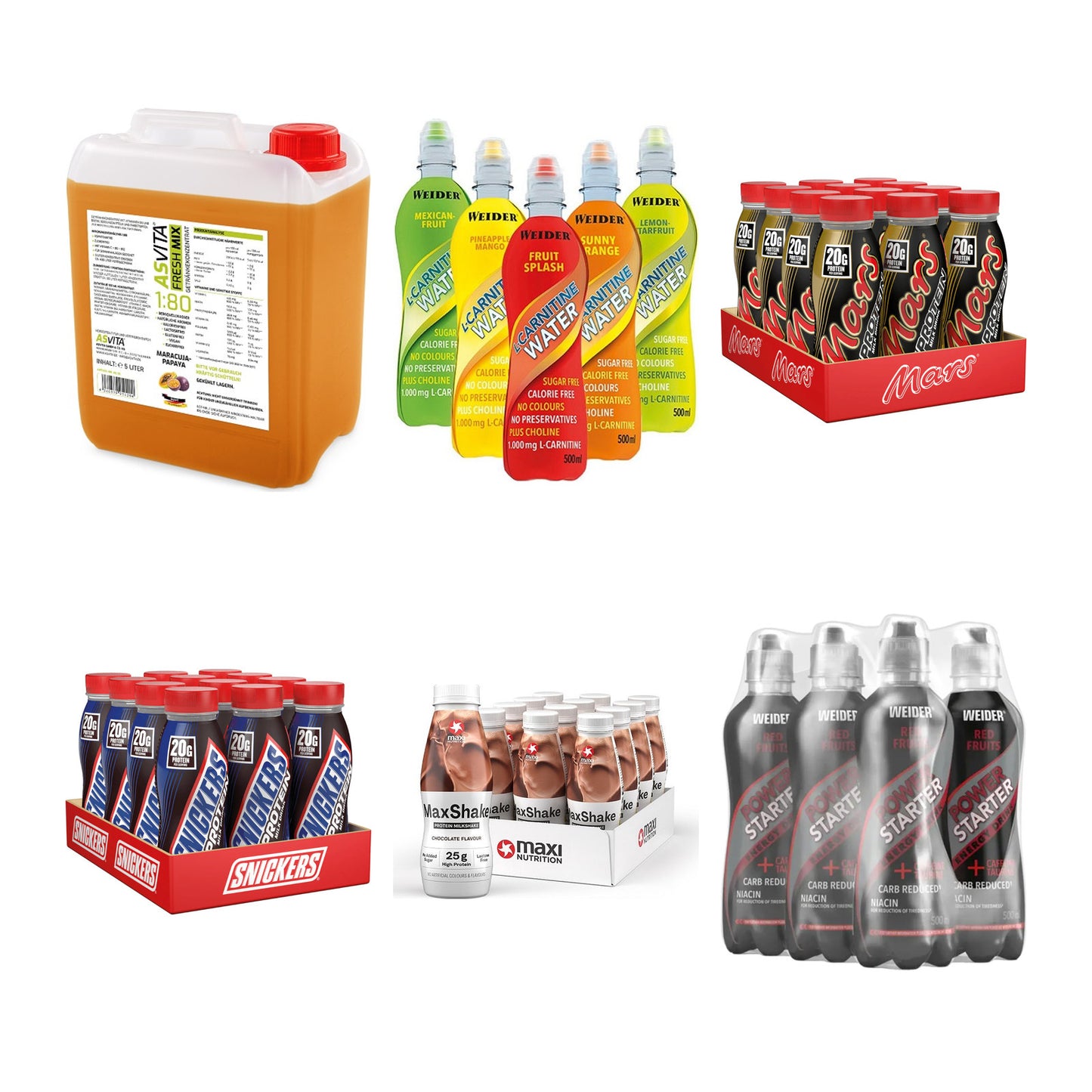 Drinks-Probierset: ASVita Fresh Mix + Weider L-Carnitine + 4 weitere – alle enthaltenen Artikel