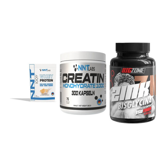 Einsteiger-Set: NNT Whey + NNT Creatin 1000 + Big Zone Zink – alle enthaltenen Artikel