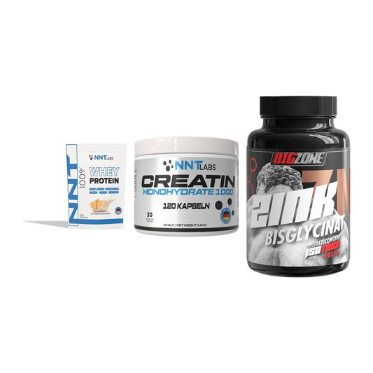 Einsteiger-Set: NNT Whey + NNT Creatin 1000 + Big Zone Zink – alle enthaltenen Artikel