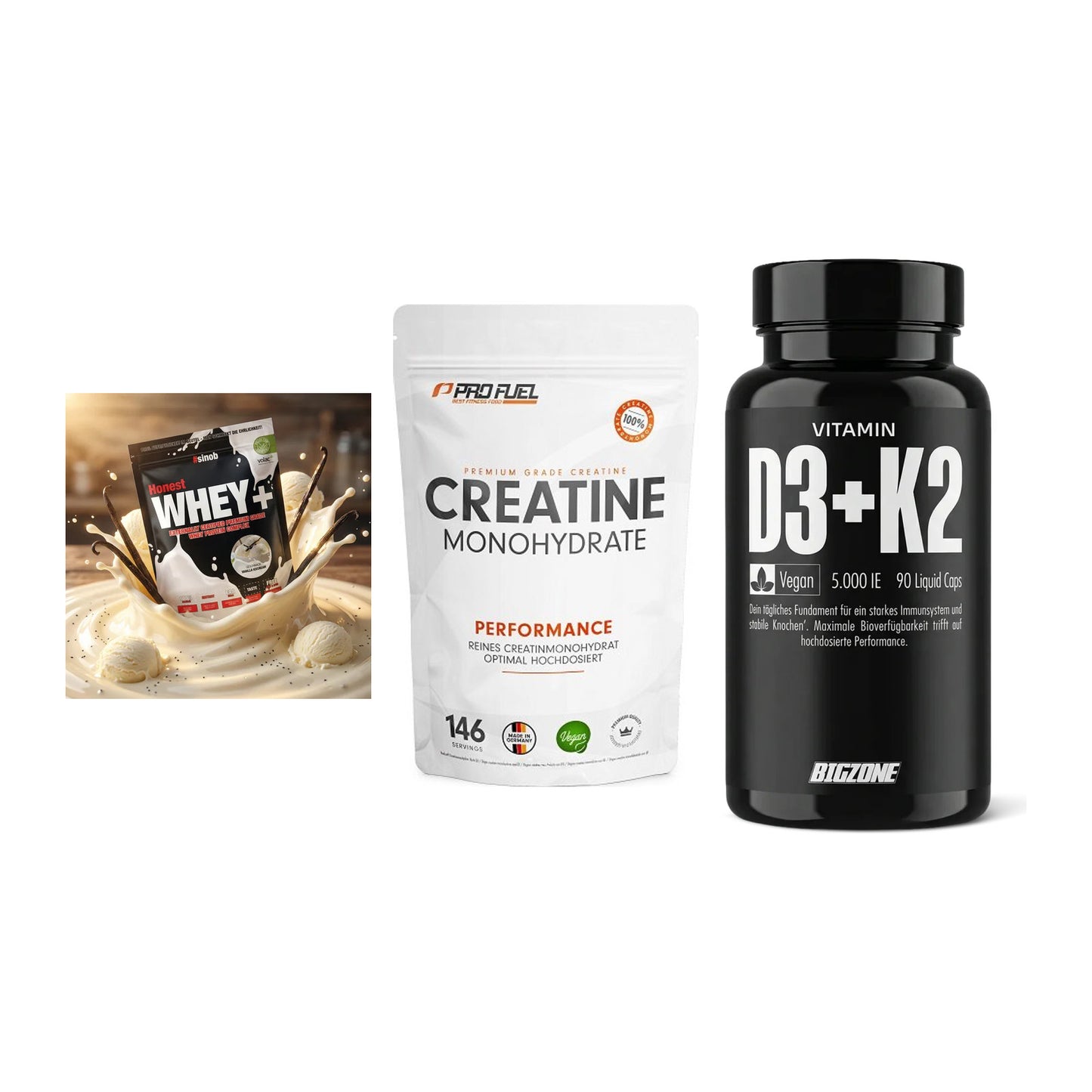 Einsteiger-Set: Sinob Honest + ProFuel Creatine + Big Zone Vitamin – alle enthaltenen Artikel