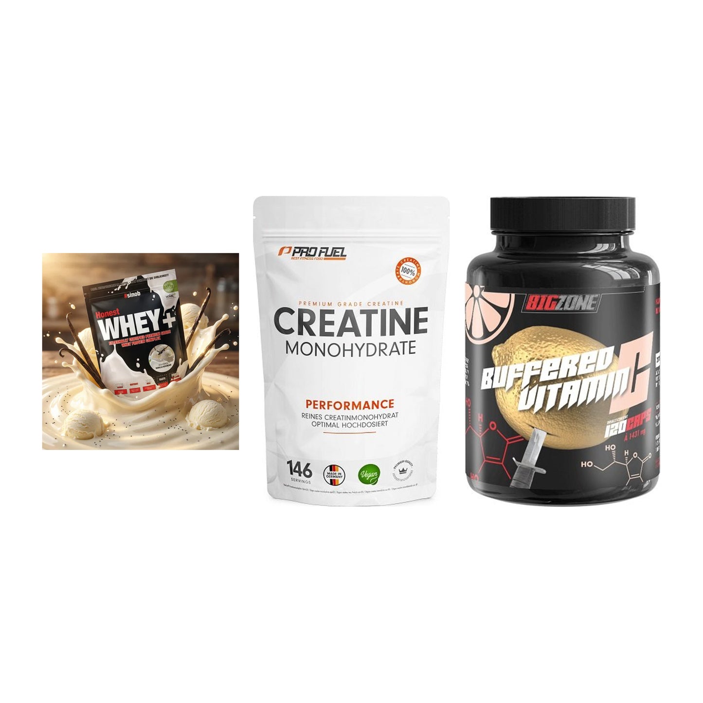 Einsteiger-Set: Sinob Honest + ProFuel Creatine + Big Zone Buffere – alle enthaltenen Artikel