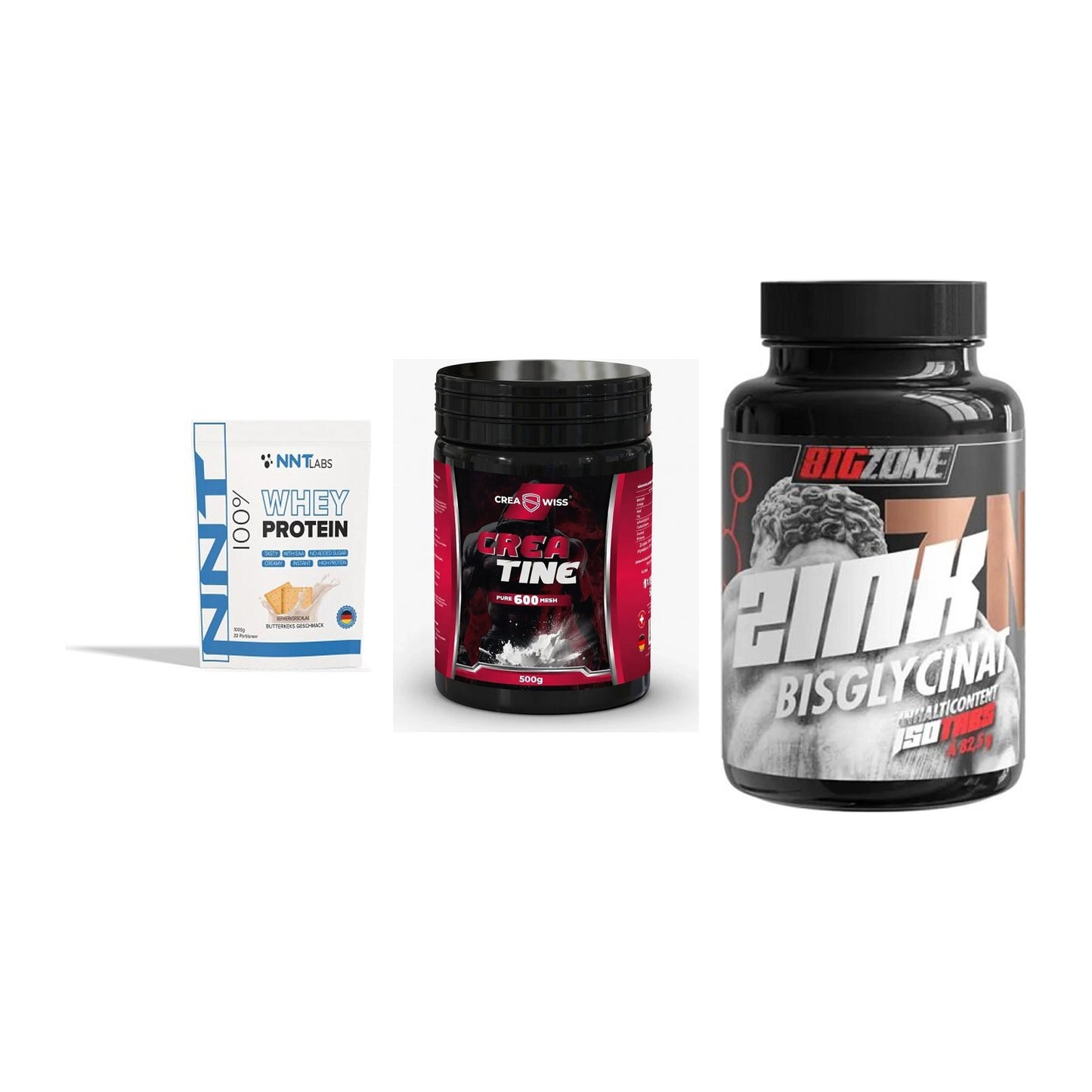 Einsteiger-Set: NNT Whey + CREASWISS + Big Zone Zink – alle enthaltenen Artikel